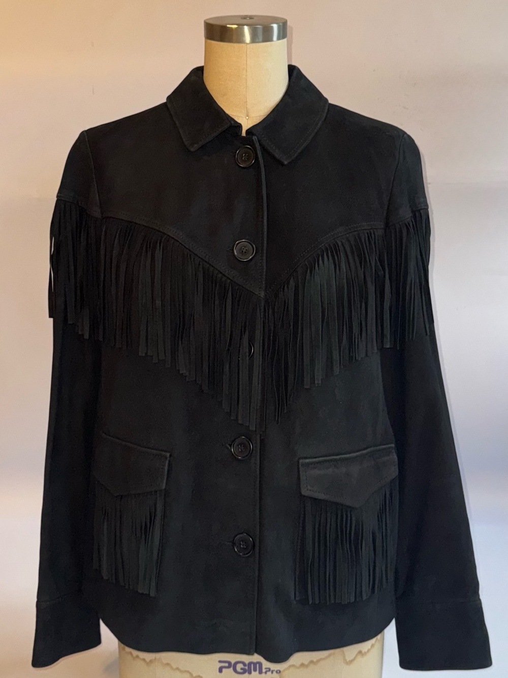 ANINE BING Jamison Jacket Women’s M Black Suede Leather Fringe Western